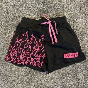 BLACK AND PINK KILL CREW GYM SHORTS